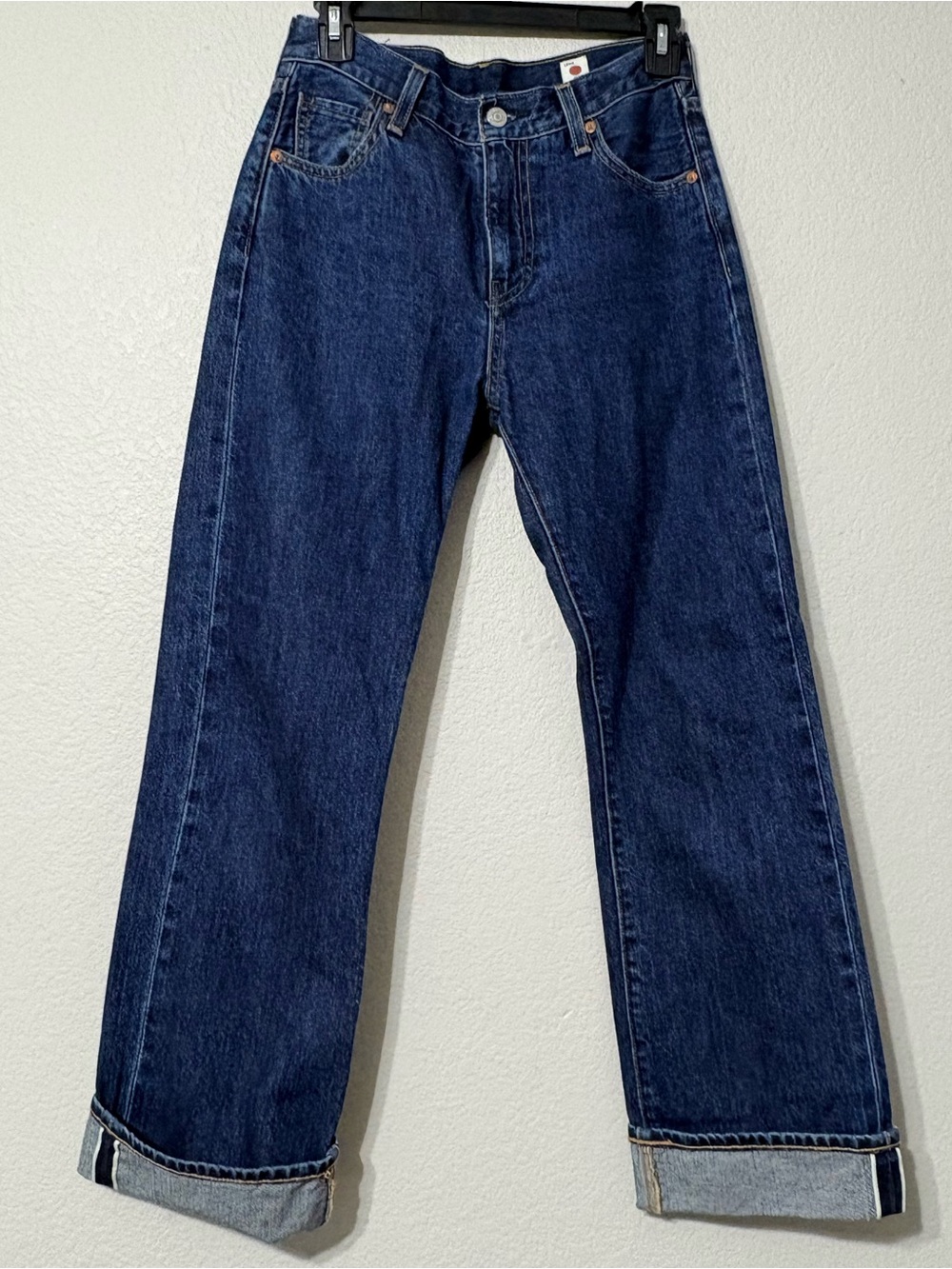 Women’s Levi’s Japanese Selvedge Denim Plank Straight Dark Wash Blue Tag 25